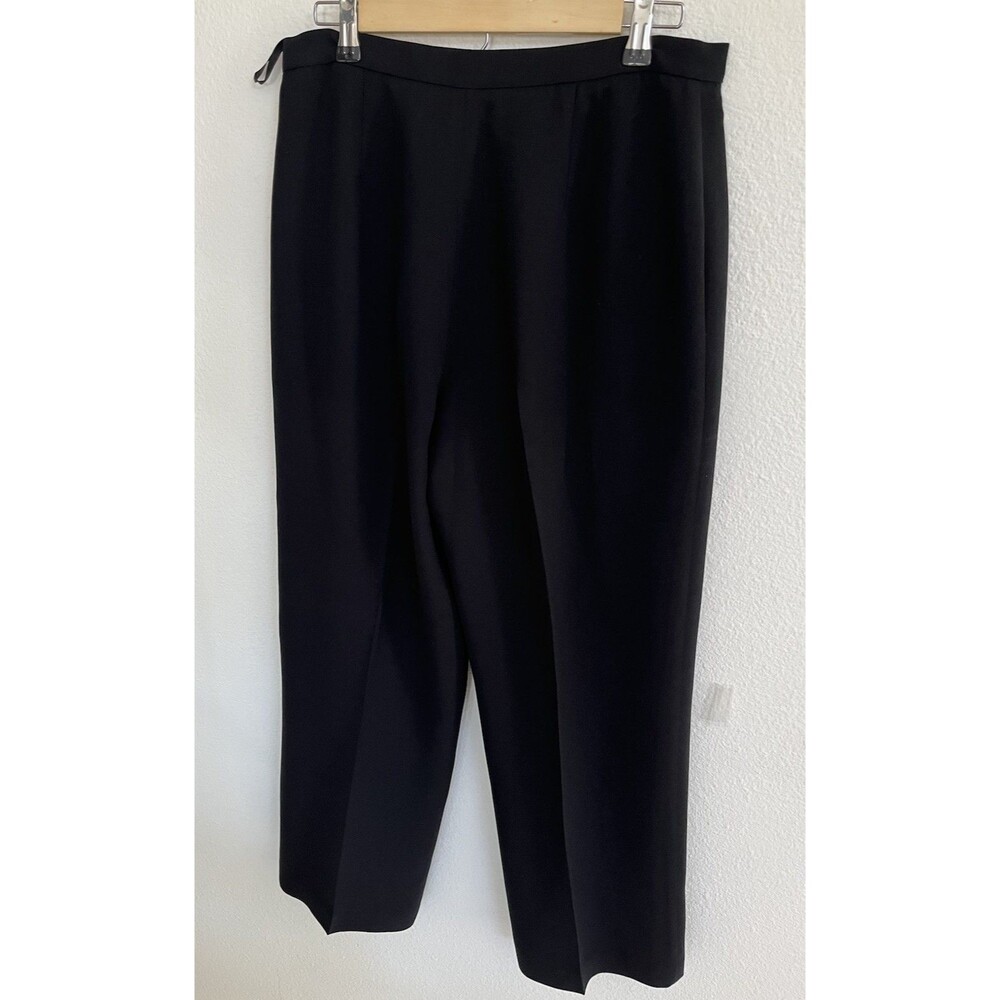 Charter Club Trousers Womens Size 14P Black Lined Straight Wide Leg Office